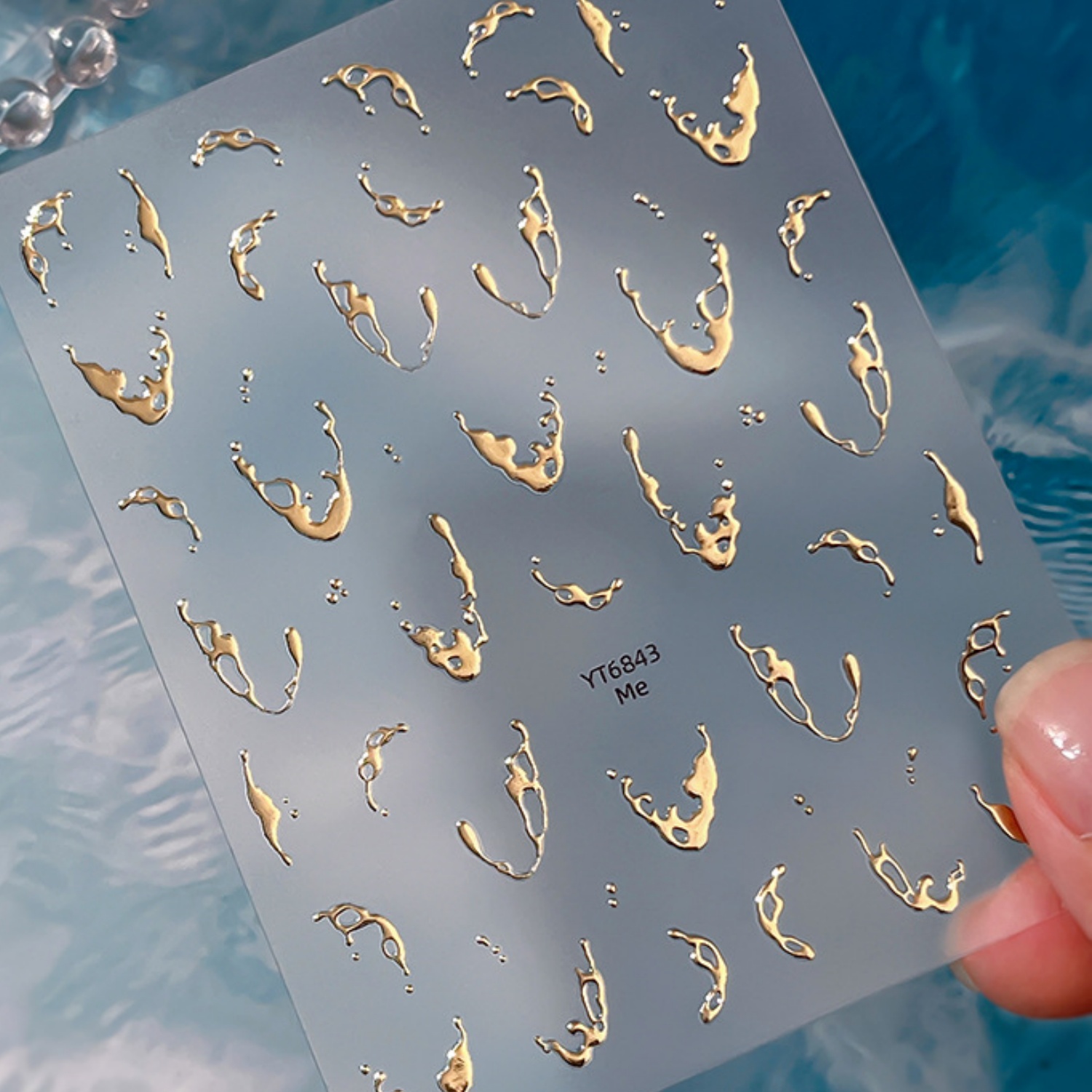 Gold Foil Flakes - Gold Foil Water Splash 5D Nail