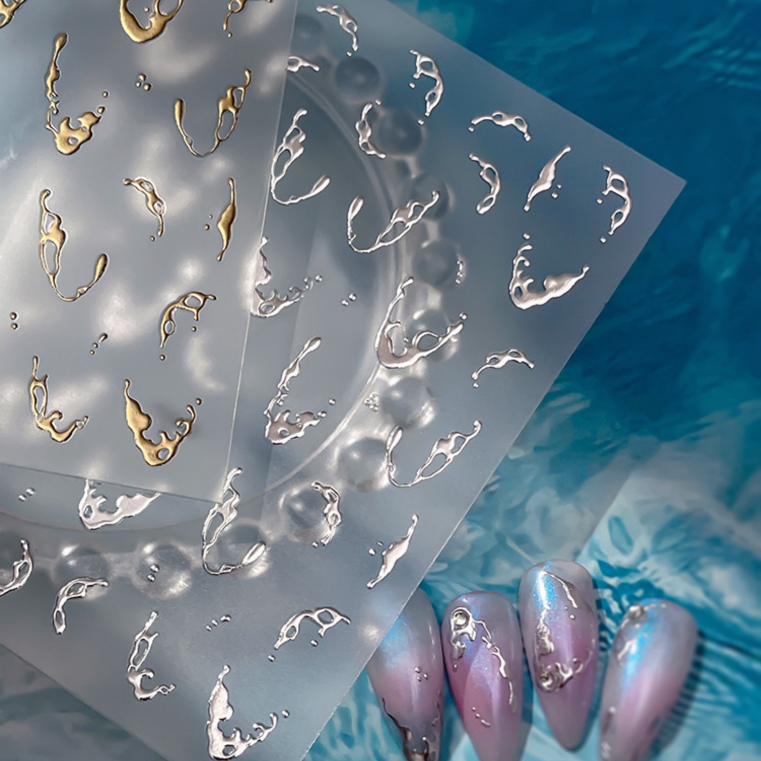 Gold Foil Water Splash 5D Nail - Gold Foil Flakes review and price