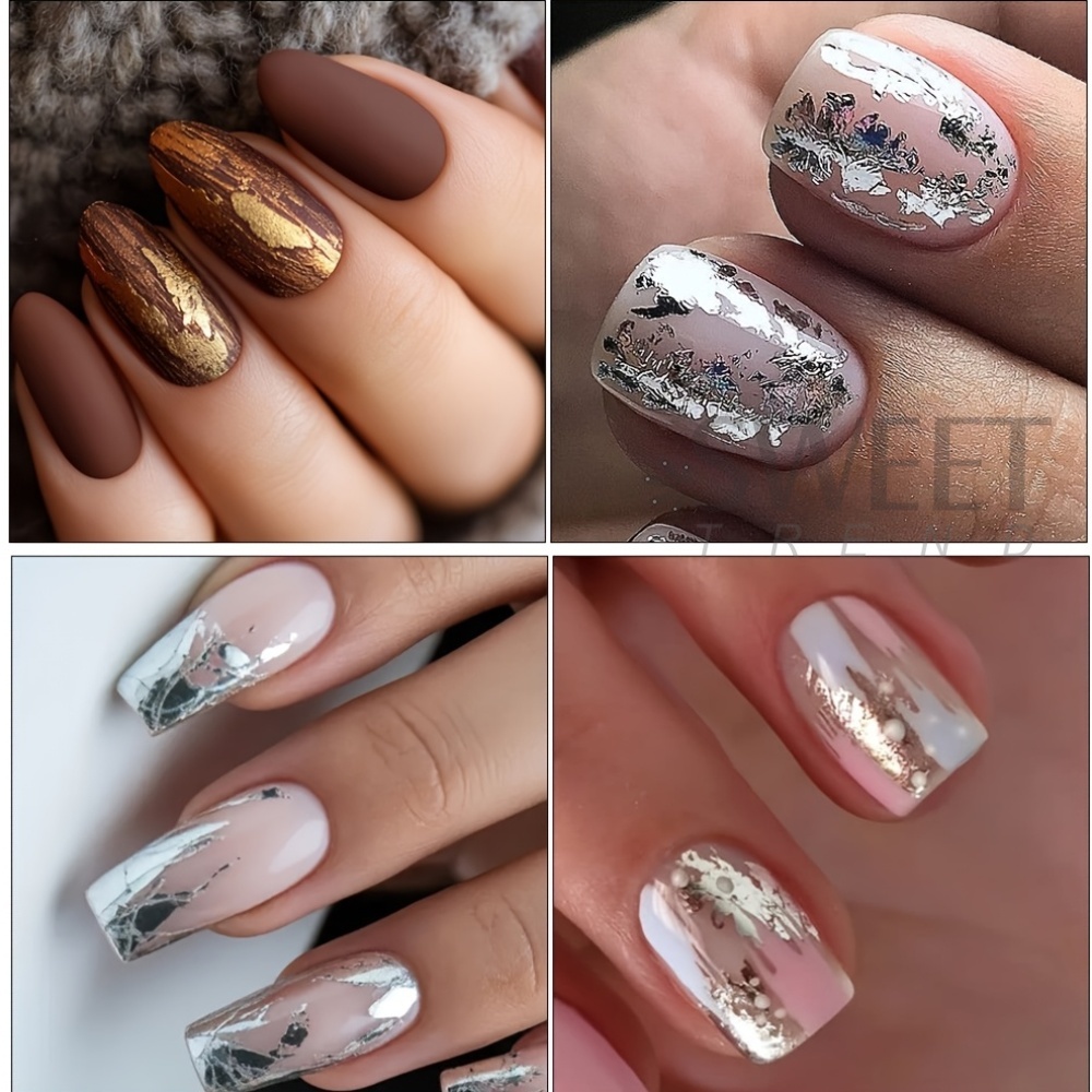 10 Types Matte Metallic Nail T - Gold Foil Flakes review and price